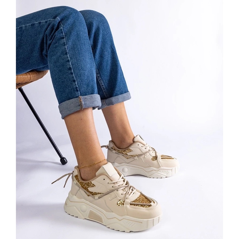 D/CEO Baskets femme beiges à paillettes Agar