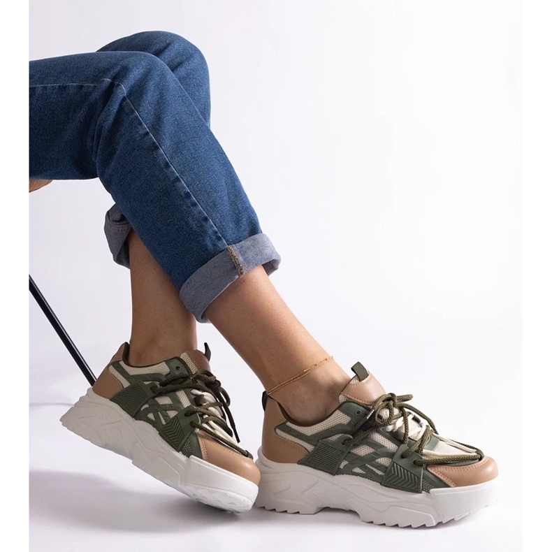 D/CEO Baskets femme vertes et beiges Alva