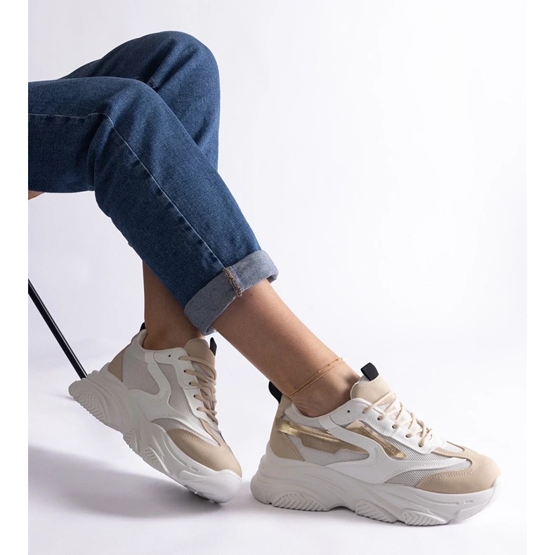 D/CEO Baskets Milenka femme beiges et dorées