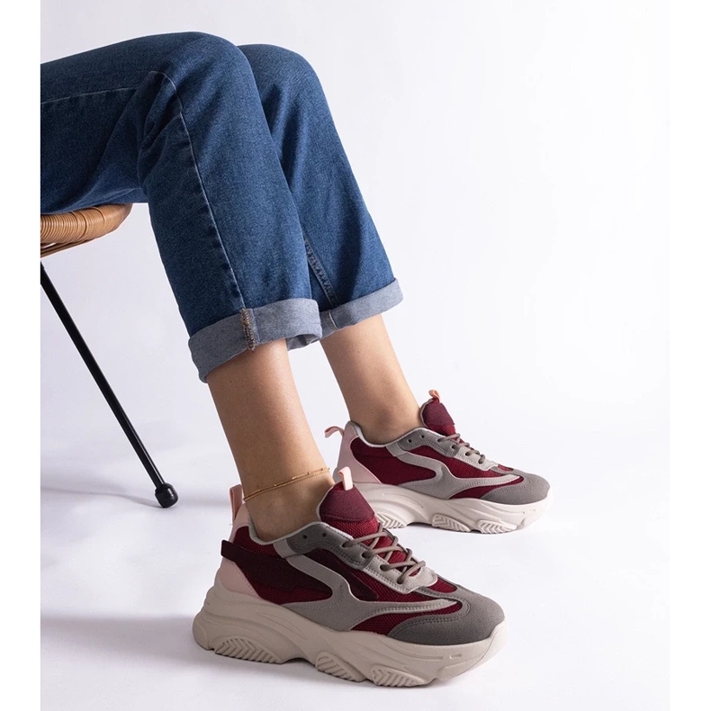 D/CEO Baskets Milenka femme marron et grises rouge D/CEO Baskets Milenka femme marron et grises rouge