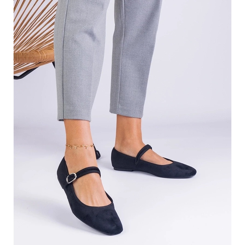 D/CEO Ballerines noires avec une bande élastique et un nez carré d'Averina le noir D/CEO Ballerines noires avec une bande élastique et un nez carré d'Averina le noir