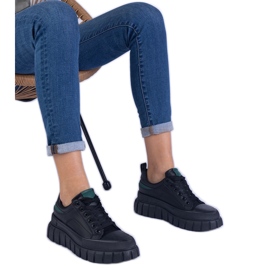 Baskets pour femmes noires sur une plate-forme haute