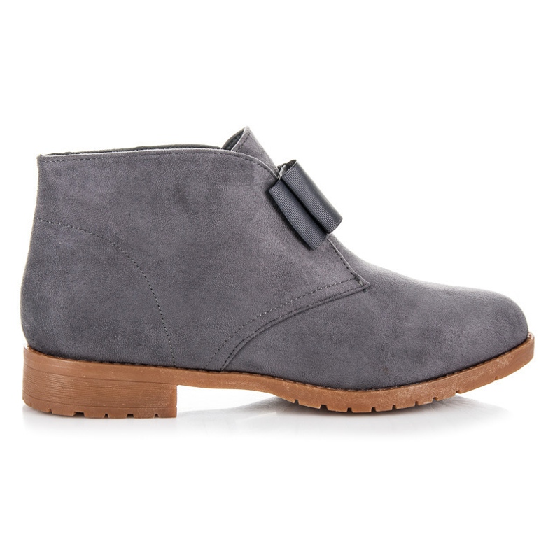 Ideal Shoes Bottines plates à nœud gris