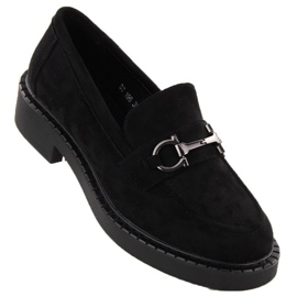 Sergio Leone SK455A Mocasins noir avec un ornement le noir