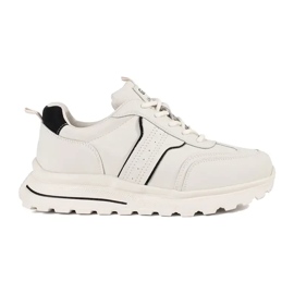 Goodin Chaussures de sport en cuir sur une semelle épaisse blanche