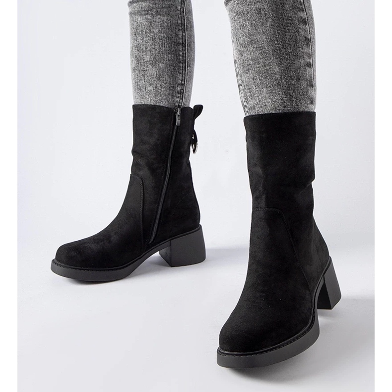 D/CEO Bottines noires en éco-daim Agordino le noir