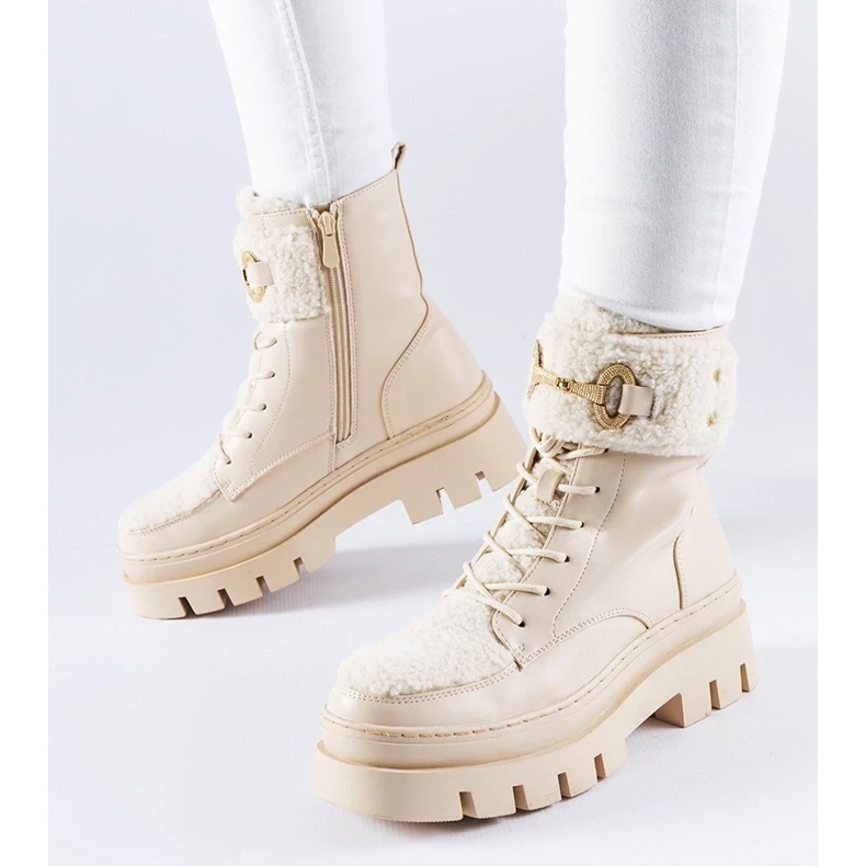 D/CEO Bottes de travail isolées beiges avec boucle Highland