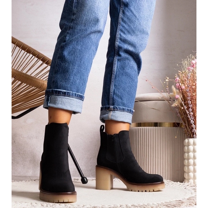 D/CEO Bottines noires sur un talon haut Nurea saisissant le noir