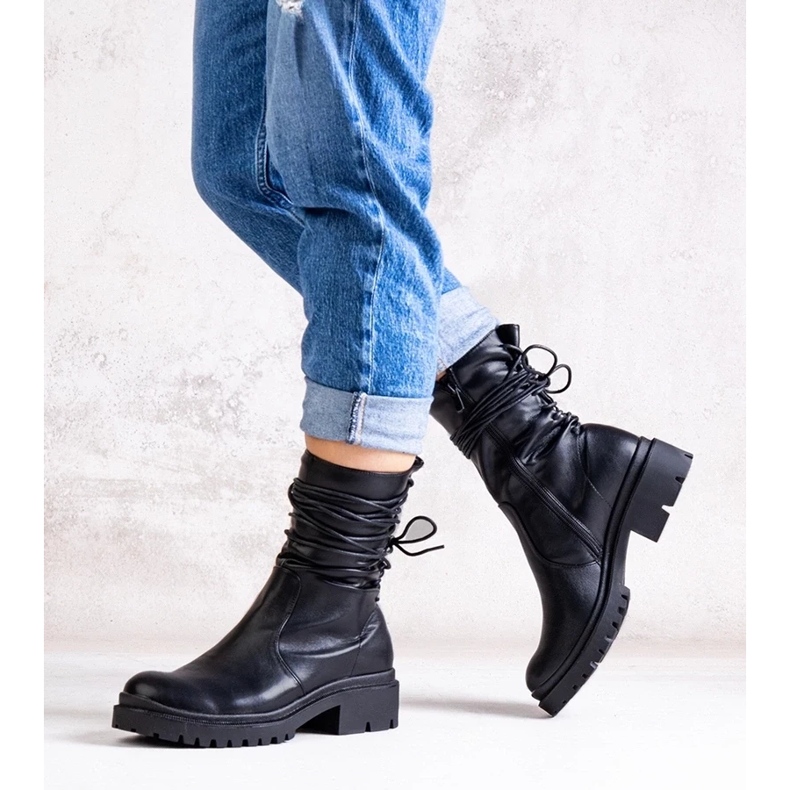 D/CEO Bottines noires en cuir écologique Sahera le noir