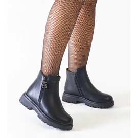 D/CEO Bottines noires avec pendentif décoratif sur la plateforme en éco-cuir Melane le noir
