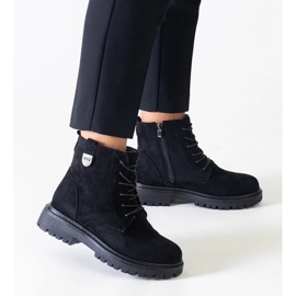 D/CEO Bottes de travail en éco-daim noir sur la plateforme Leonora