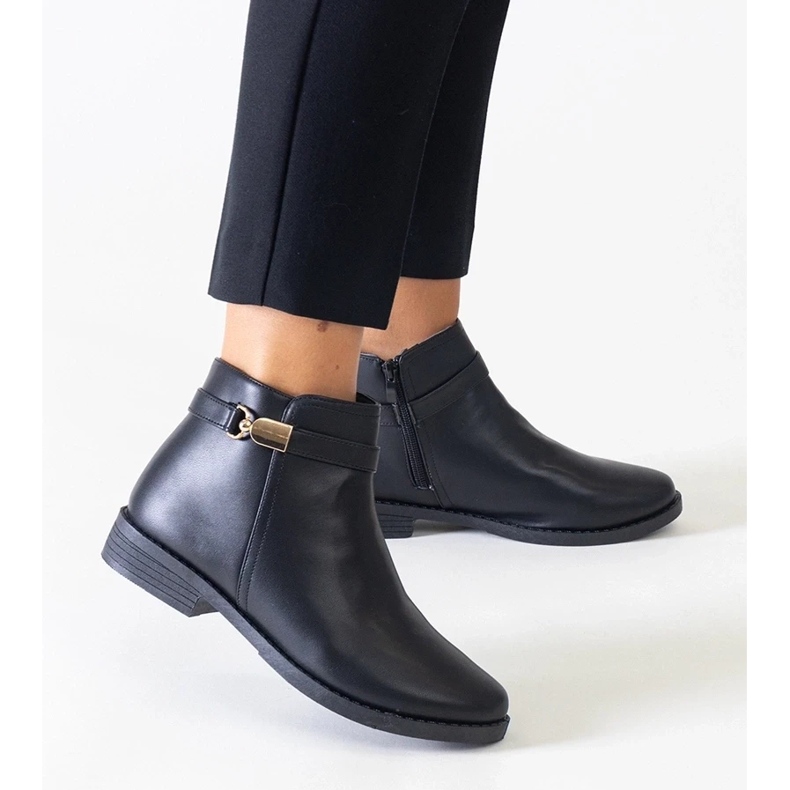 D/CEO Bottines noires avec empiècements en éco-cuir Casetra dorés le noir