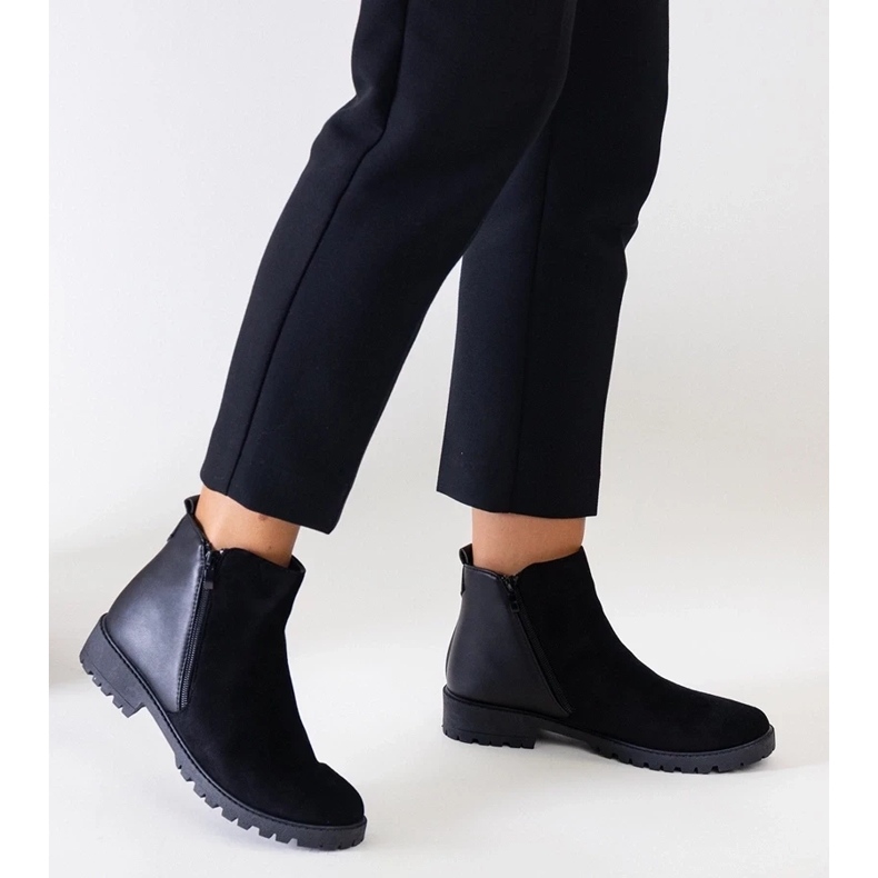 D/CEO Bottines à plateforme noires en éco-daim Kirla le noir