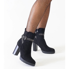 D/CEO Bottines à talons hauts noires ornées de strass en éco-daim Shaliba le noir