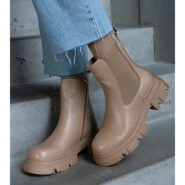 D/CEO Bottines isolées beiges à fermeture éclair, éco-cuir Amaris