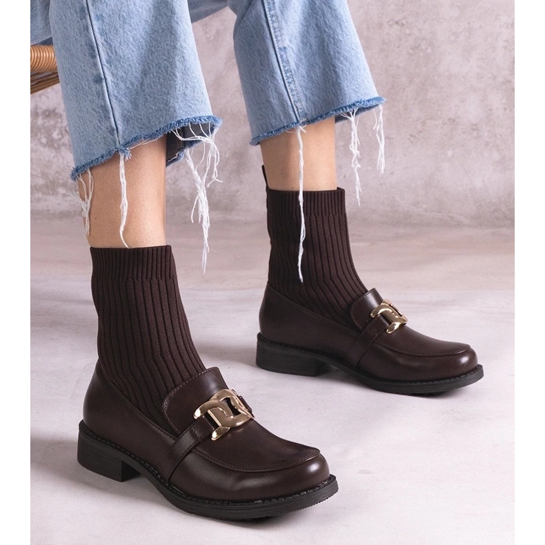 D/CEO Bottes marron avec tige en tissu par Krisa brun