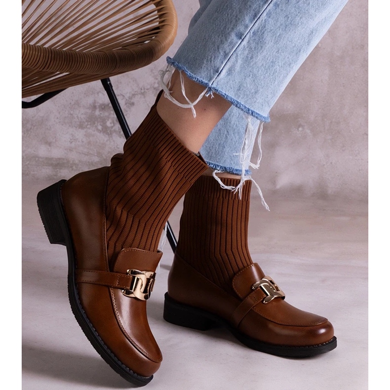 D/CEO Bottes marron avec tige en tissu par Krisa brun