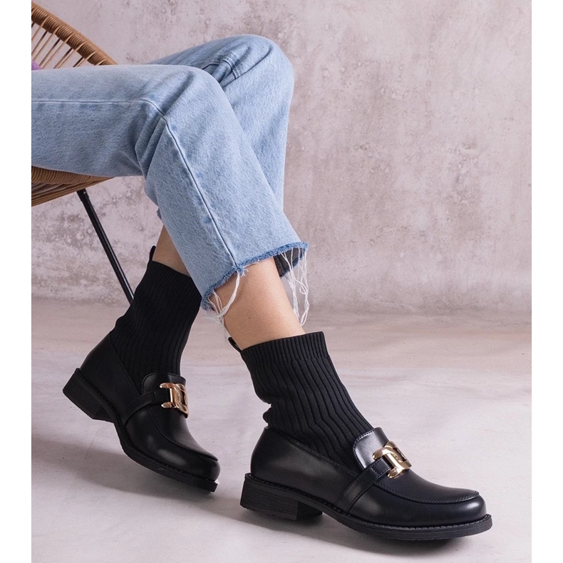 D/CEO Bottines noires avec tige en tissu par Krisa le noir