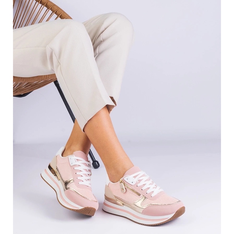 D/CEO Sneakers sportifs roses sur la plate-forme avec l'insert doré d'Isolde