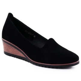 Chaussures sur coins en daim noir Potocki SZ12276 le noir