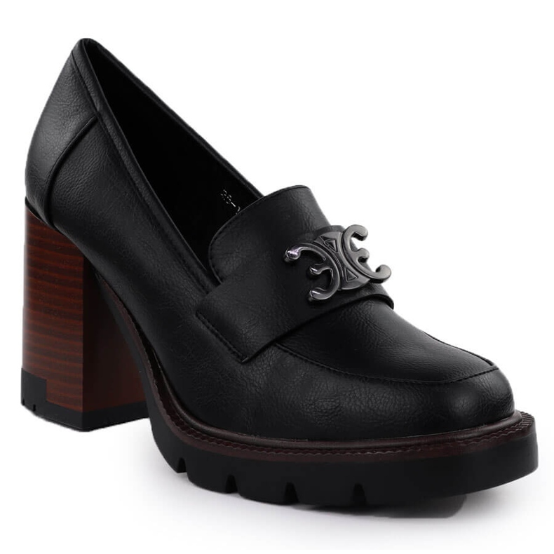 Chaussures pour femmes sur le poteau de Potocki noir avec décoration SZ12403 le noir Chaussures pour femmes sur le poteau de Potocki noir avec décoration SZ12403 le noir