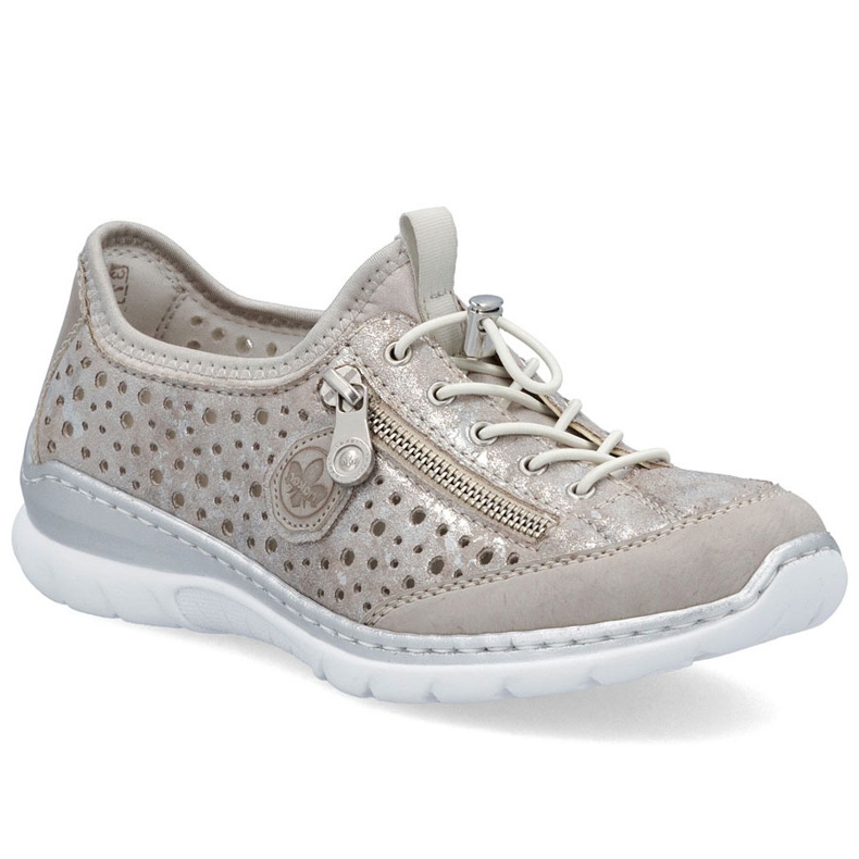 Chaussures féminines confortables OpenWork Beige Silver plaqué Rieker L32P6-90