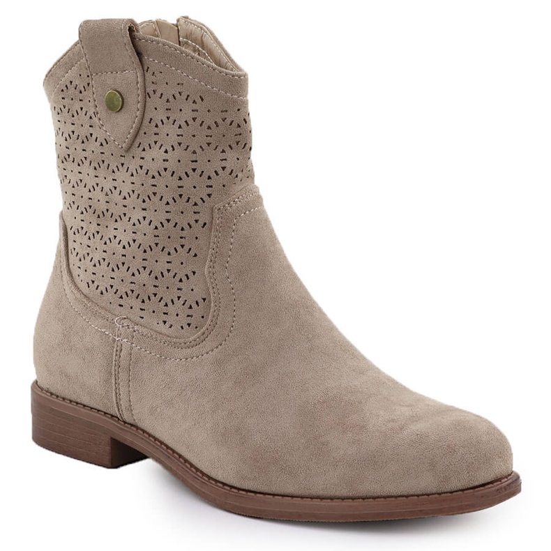 Bottes de daim des femmes Openwork Beige S.Barski HY51-063
