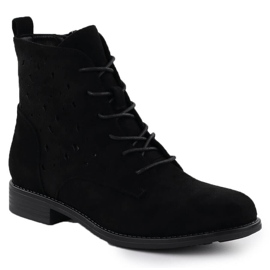 S.Barski Boots ouverts pour femmes en daim noir S. Barski HY51-136