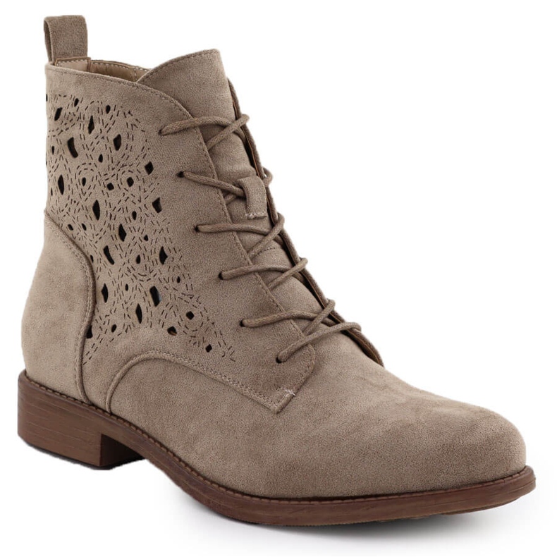 Bottes ouvertes des femmes en daim beige S.Barski HY51-136