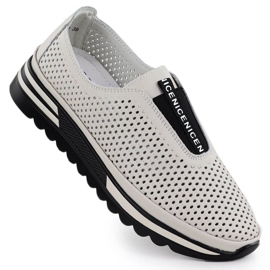 Chaussures en cuir en cuir, beige openwork S.Barski LR51-672