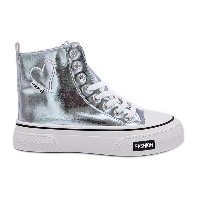 Sneakers pour femmes métalliques avec coeurs bleus Sneakers pour femmes métalliques avec coeurs bleus