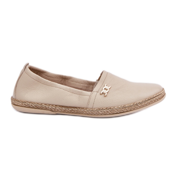 Espadrilles en cuir élégant Zazoo 10177 Beige