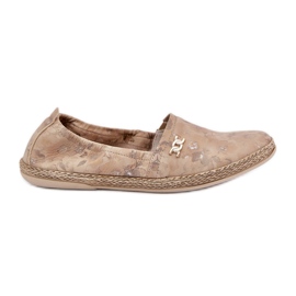 Espadrilles en daim élégant avec des fleurs de femmes Zazoo 10177 beige
