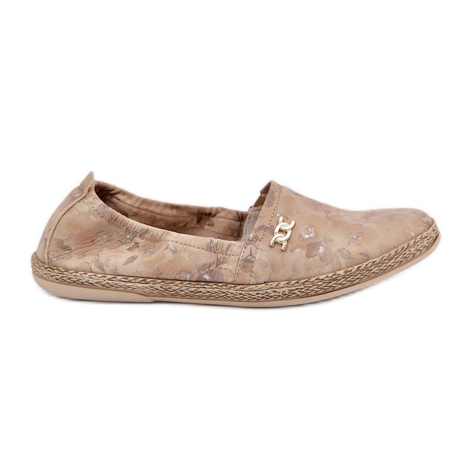 Espadrilles en daim élégant avec des fleurs de femmes Zazoo 10177 beige