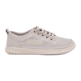 Baskets en cuir féminine gris ouverts Baskets en cuir féminine gris ouverts
