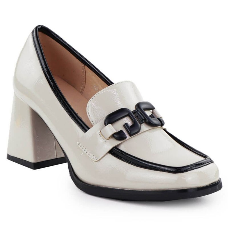 Chaussures peintes Potocki SZ12553 avec un ornement beige