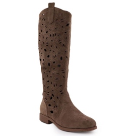 Bottes ouvertes en daim s.barski hy51-176 marron brun