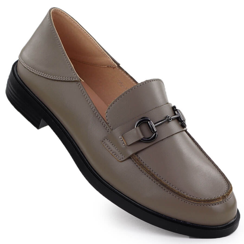 Chaussures en cuir pour femmes Mandis confortables beige noire Vinceza 18107