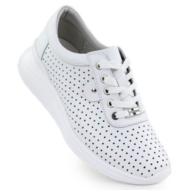 Chaussures en cuir pour femmes sur l'élévation de l'OpenWork White Vinceza 79532 blanc