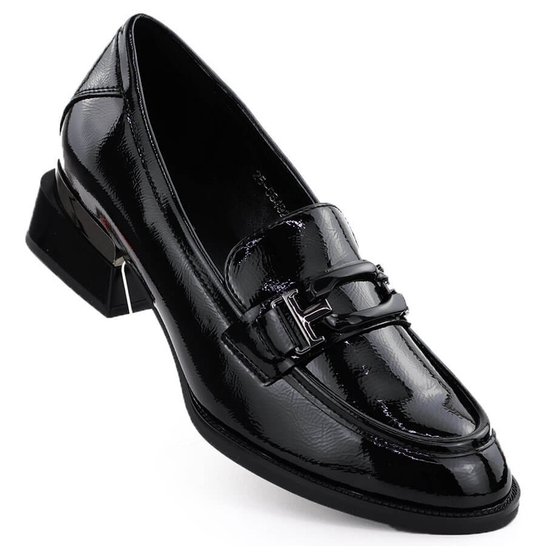 Les chaussures pour femmes ont été vernies sur un talon décoratif noir Vinceza 58492 le noir Les chaussures pour femmes ont été vernies sur un talon décoratif noir Vinceza 58492 le noir