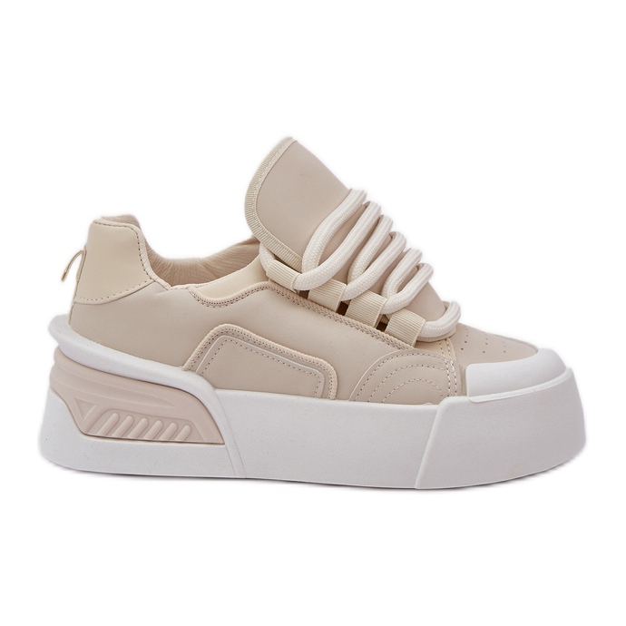 Baskets pour femmes avec des lacets épais sur la plate-forme beige Baskets pour femmes avec des lacets épais sur la plate-forme beige