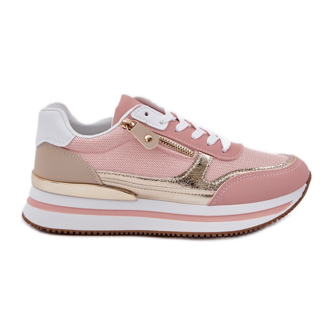 Chaussures de sport brillantes féminines sur la plate-forme rose