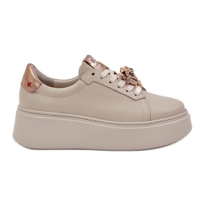 Sneakers en cuir féminin Chebello 4411 Beige légère