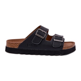 Slippers pour hommes légers avec boucles en cuir écologique Big Star NN174531 noir