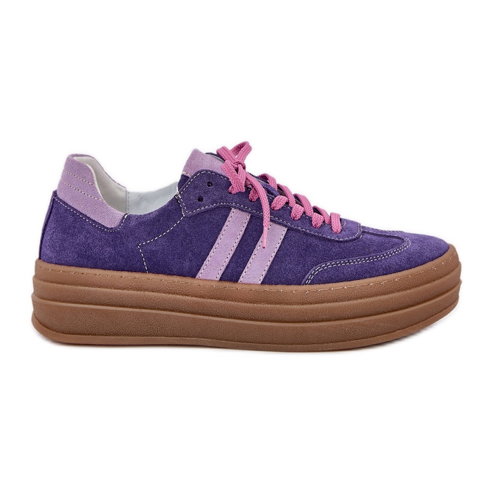 Zazoo N1068S4 Sneakers en daim féminin sur la plate-forme Dark Violet