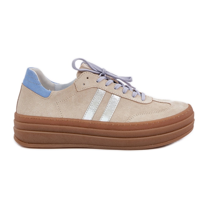 Zazoo N1068S4 Sneakers en daim féminin sur la plate-forme Beige