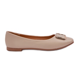 Ballerines en cuir écologique avec décoration beige Ballerines en cuir écologique avec décoration beige