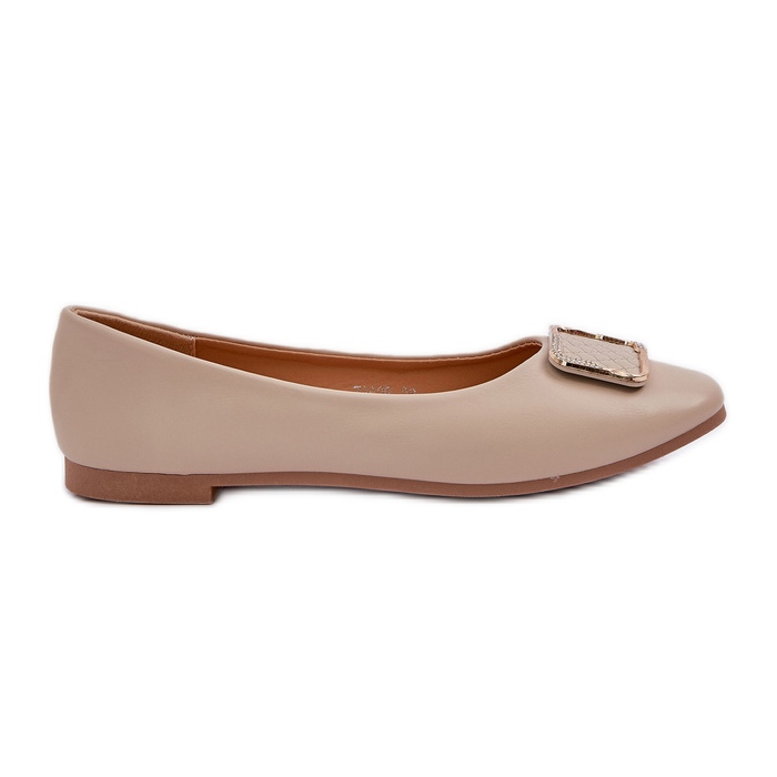 Ballerines en cuir écologique avec décoration beige