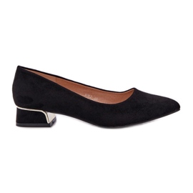 Pompes avec des talons bas et des orteils pointus noirs le noir