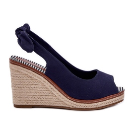 Sandales bleu marine à talon compensé